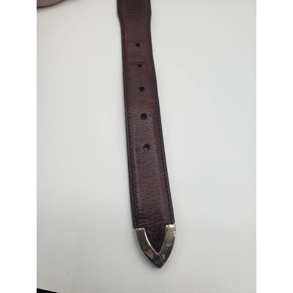 Onyx By Brighton Leather Belt Mens Brown 42 USA Western Minimalist Unique Luxury